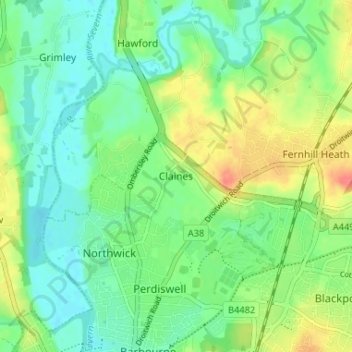 Topografische kaart Claines, hoogte, reliëf
