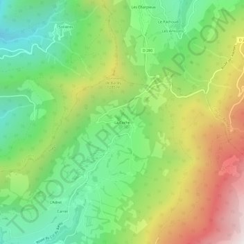 Topografische kaart La Coche, hoogte, reliëf
