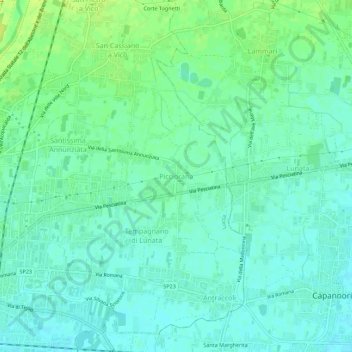 Topografische kaart Picciorana, hoogte, reliëf