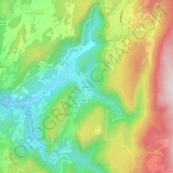 Topografische kaart La Suisse, hoogte, reliëf