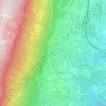 Topografische kaart Ochiaz, hoogte, reliëf