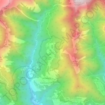 Topografische kaart Azzano, hoogte, reliëf