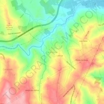 Topografische kaart Cachoeiras, hoogte, reliëf