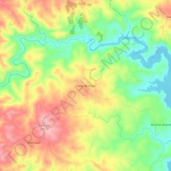 Topografische kaart Corte do Gago, hoogte, reliëf