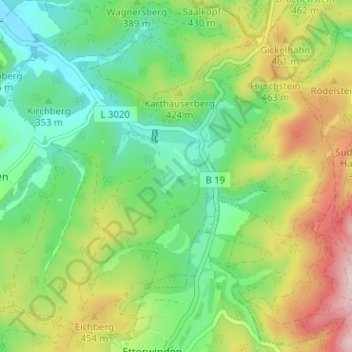 Topografische kaart Wilhelmsthal, hoogte, reliëf