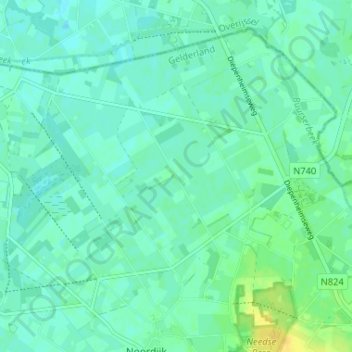 Topografische kaart Noordijkerveld, hoogte, reliëf