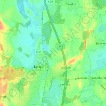 Topografische kaart Brunskrug, hoogte, reliëf