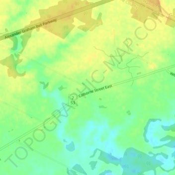 Topografische kaart Langford, hoogte, reliëf