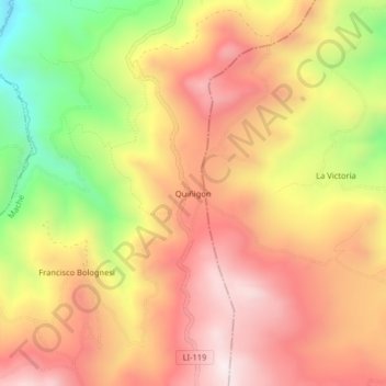 Topografische kaart Quiñigon, hoogte, reliëf