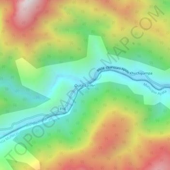 Topografische kaart Quita Calzon, hoogte, reliëf