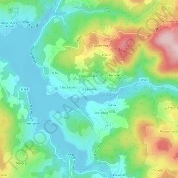 Topografische kaart La Courcelle, hoogte, reliëf