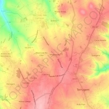 Topografische kaart Alfaquiques, hoogte, reliëf