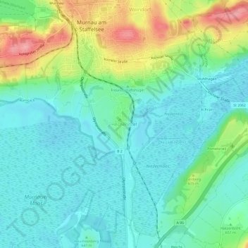Topografische kaart Hechendorf, hoogte, reliëf