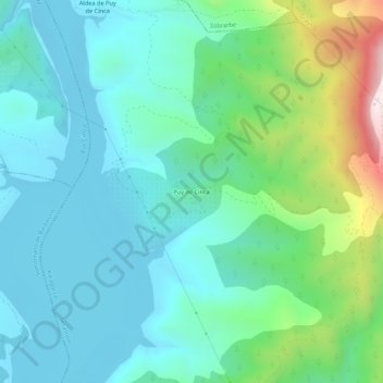 Topografische kaart Puy de Cinca, hoogte, reliëf