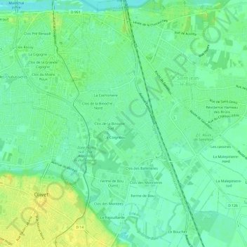 Topografische kaart Les Perlingeons, hoogte, reliëf