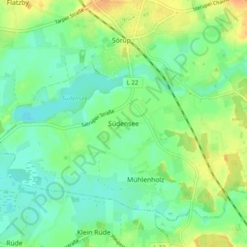 Topografische kaart Südensee, hoogte, reliëf