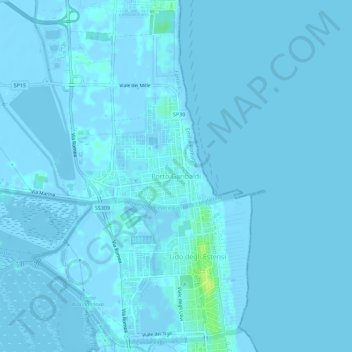 Topografische kaart Porto Garibaldi, hoogte, reliëf