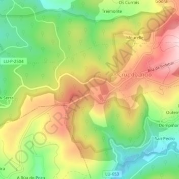 Topografische kaart Abadengo, hoogte, reliëf