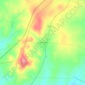 Topografische kaart Fonte de Aldeia, hoogte, reliëf