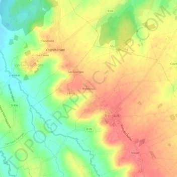Topografische kaart Rimenoux, hoogte, reliëf