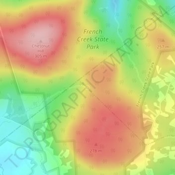 Topografische kaart Baptism Creek Spring, hoogte, reliëf
