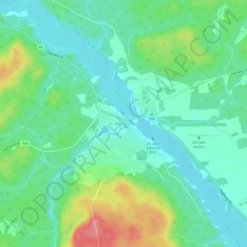 Topografische kaart Elk Lake, hoogte, reliëf