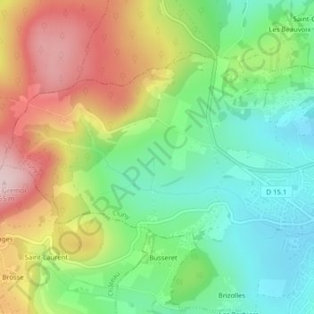 Topografische kaart La Framboise, hoogte, reliëf