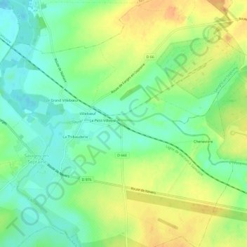 Topografische kaart Sauges, hoogte, reliëf