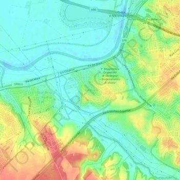 Topografische kaart Vitinia, hoogte, reliëf
