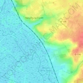 Topografische kaart Fumichon, hoogte, reliëf