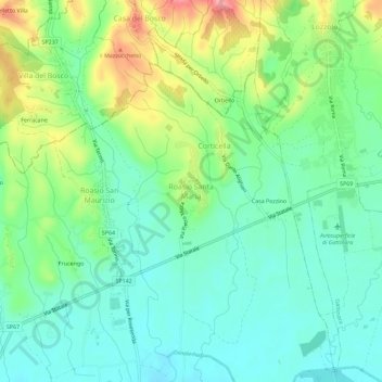 Topografische kaart Roasio Santa Maria, hoogte, reliëf