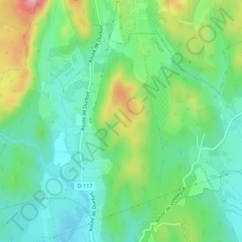 Topografische kaart Valfond, hoogte, reliëf