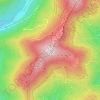 Topografische kaart Planche des Belles Filles, hoogte, reliëf