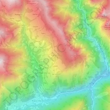 Topografische kaart Allemandi, hoogte, reliëf