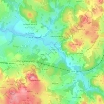 Topografische kaart Meillerateix, hoogte, reliëf
