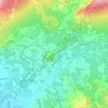Topografische kaart Clavaillan, hoogte, reliëf