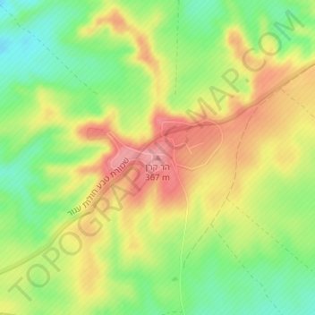 Topografische kaart Har Keren, hoogte, reliëf