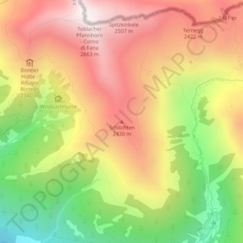 Topografische kaart Schlichten, hoogte, reliëf