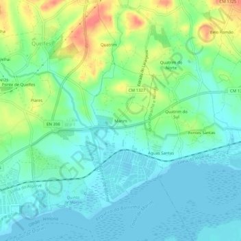Topografische kaart Marim, hoogte, reliëf