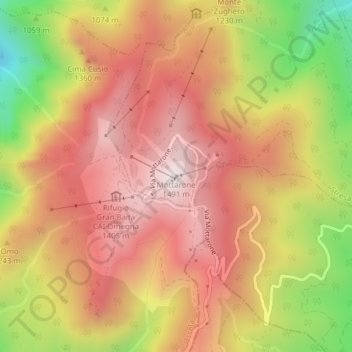 Topografische kaart Mottarone, hoogte, reliëf