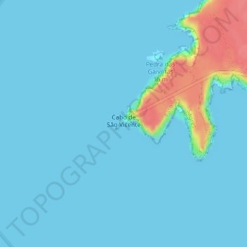 Topografische kaart Cabo de São Vicente, hoogte, reliëf