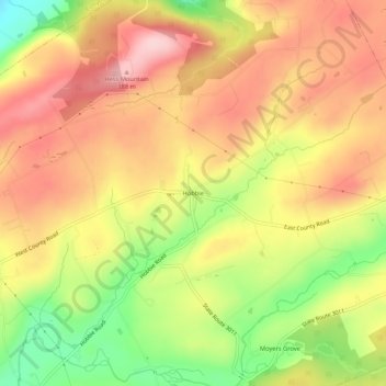 Topografische kaart Hobbie, hoogte, reliëf