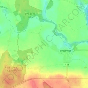 Topografische kaart Klein Amerika, hoogte, reliëf