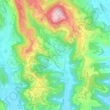 Topografische kaart Gambugliano, hoogte, reliëf