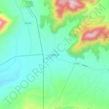Topografische kaart Barbarroja, hoogte, reliëf