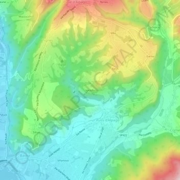 Topografische kaart Valzella, hoogte, reliëf