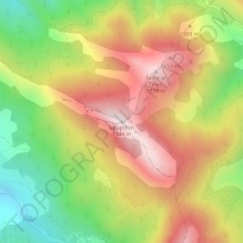 Topografische kaart L'Aupillon, hoogte, reliëf
