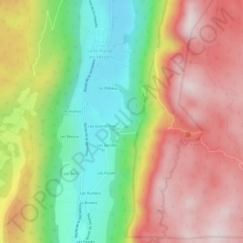 Topografische kaart Les Brunets, hoogte, reliëf