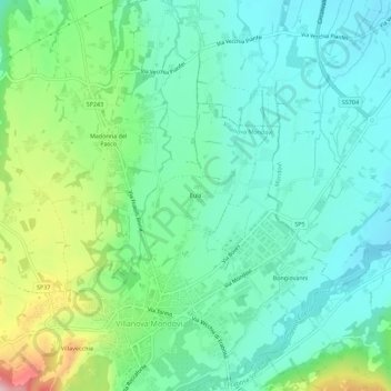 Topografische kaart Eula, hoogte, reliëf