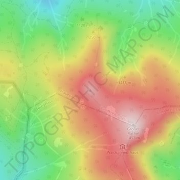 Topografische kaart Kleiner Rachel, hoogte, reliëf